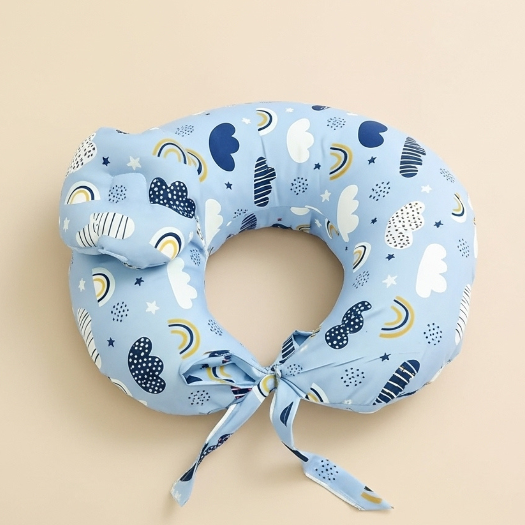 وسادة الرضاعة - أزرق سماوي - Nursing Pillow – Sky Blue | Luly Baby - وسادة رضاعة مريحة تدعم وضعية صحية للأم والطفل أثناء الرضاعة
