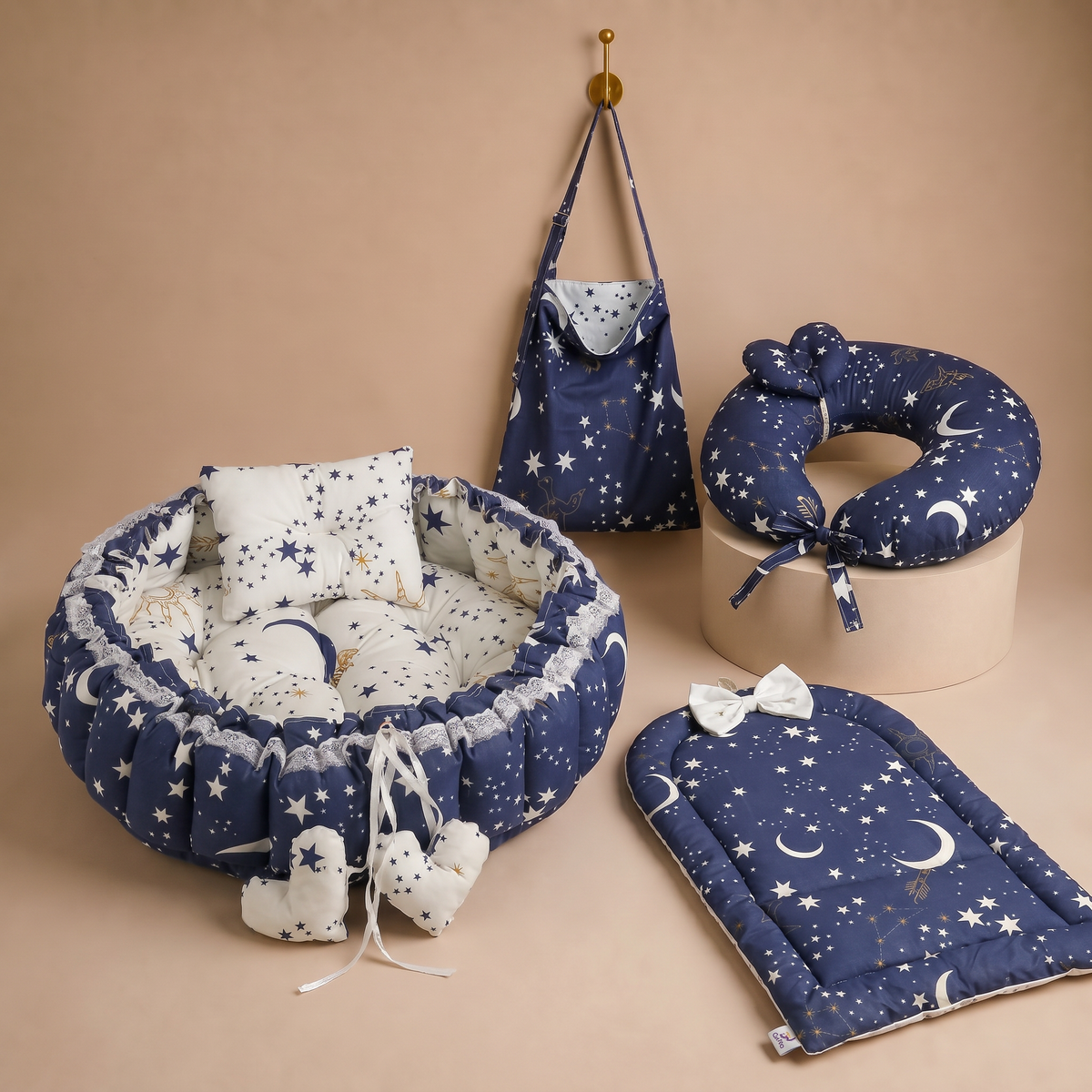 باندل نيفي دائري - Circular Navy Bundle | Luly Baby - طقم عناية متكامل لغرفة الطفل من Luly Baby