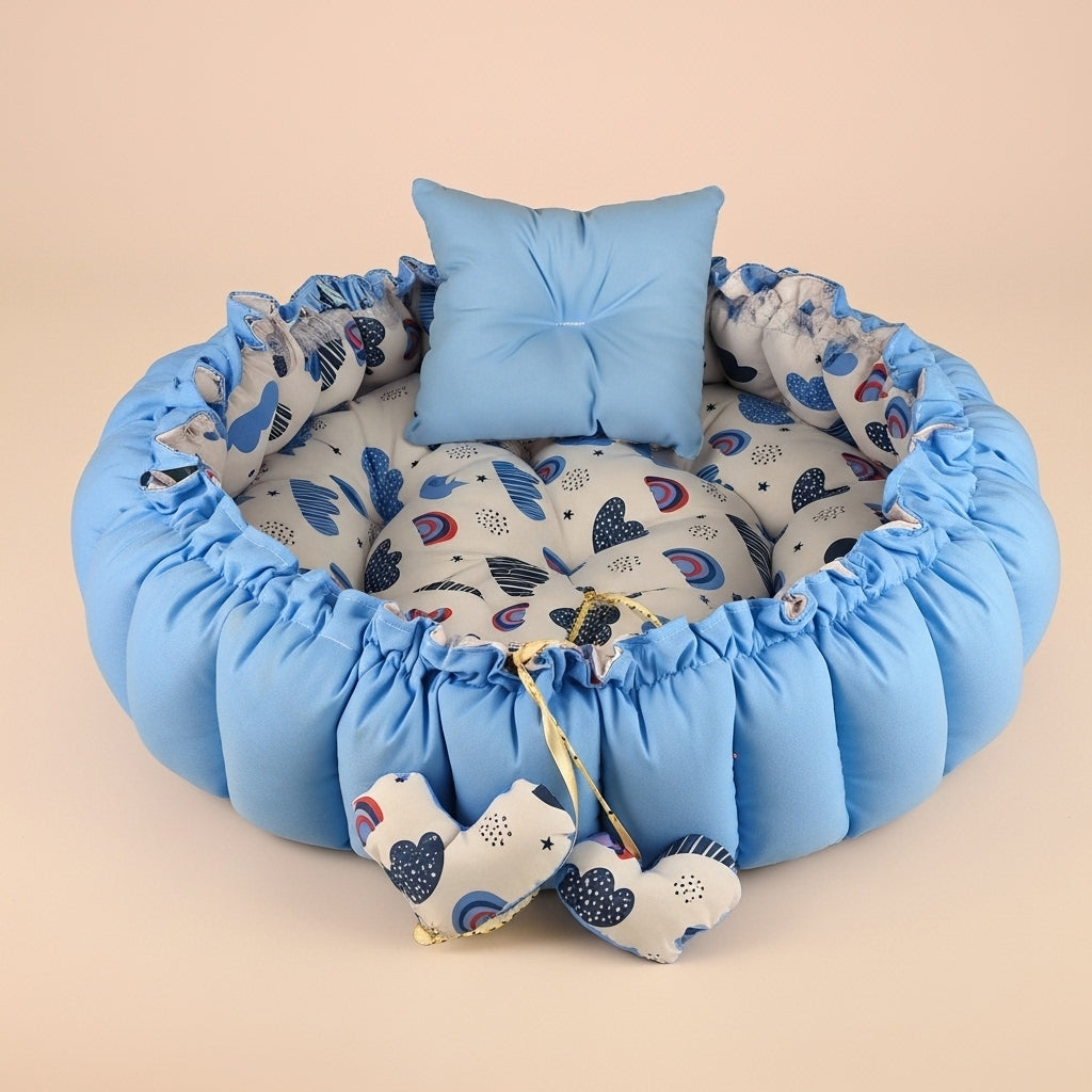 بيبي نيست - سماء ليلية حالمة - Circular Baby Nest - Dreamy Night Sky | Luly Baby - بيبي نيست آمن ومريح لنوم ولعب الرضيع