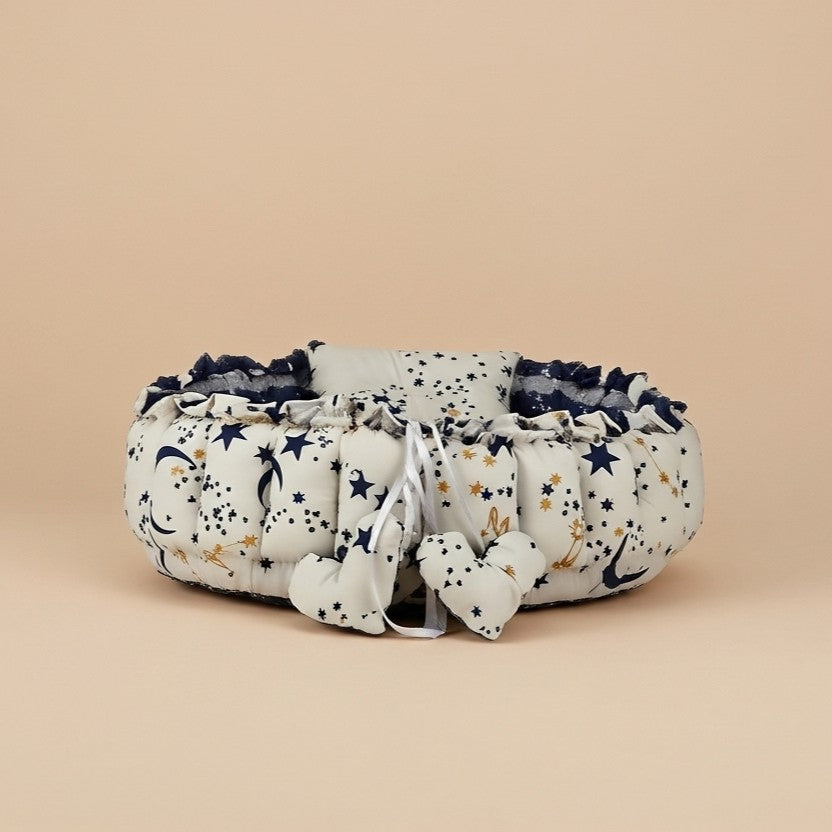 بيبي نيست - أزرق داكن - Circular Baby Nest - Navy | Luly Baby - بيبي نيست آمن ومريح لنوم ولعب الرضيع