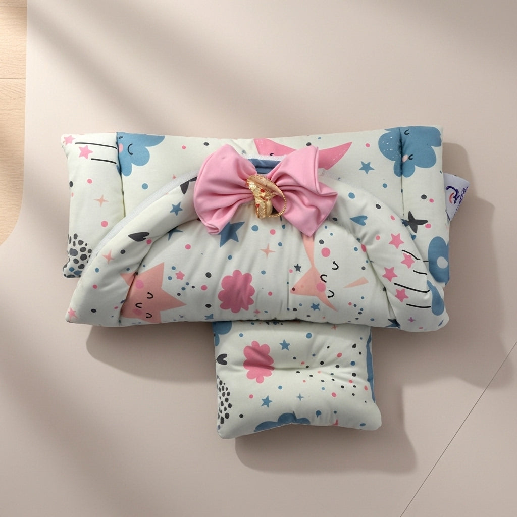 مفرش تغيير بينك ستارز - Changing Mat – Pink Stars | Luly Baby - مفرش تغيير حفاضات عملي ومقاوم للماء لتغيير الحفاض بسهولة وأمان