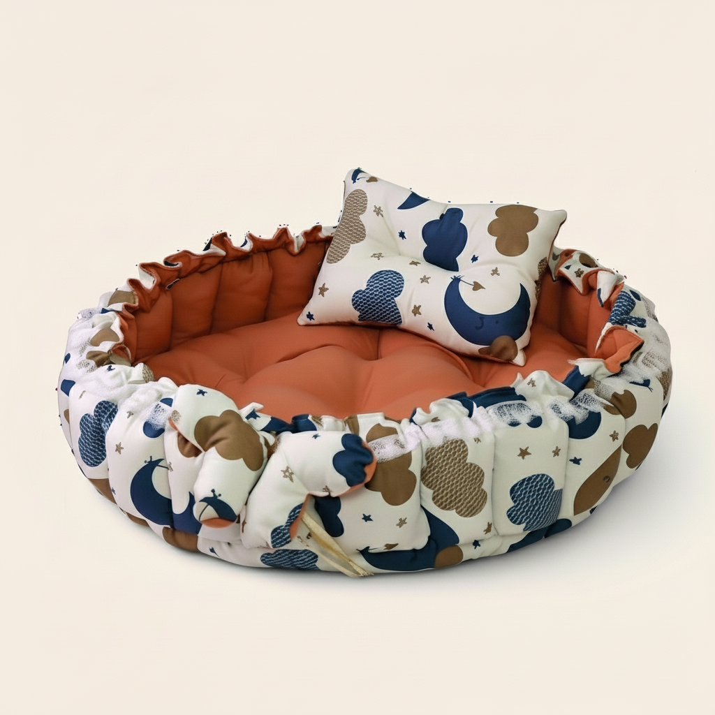 بيبي نيست - سحابة تيراكوتا - Circular Baby Nest – Terracotta Cloud | Luly Baby - بيبي نيست آمن ومريح لنوم ولعب الرضيع