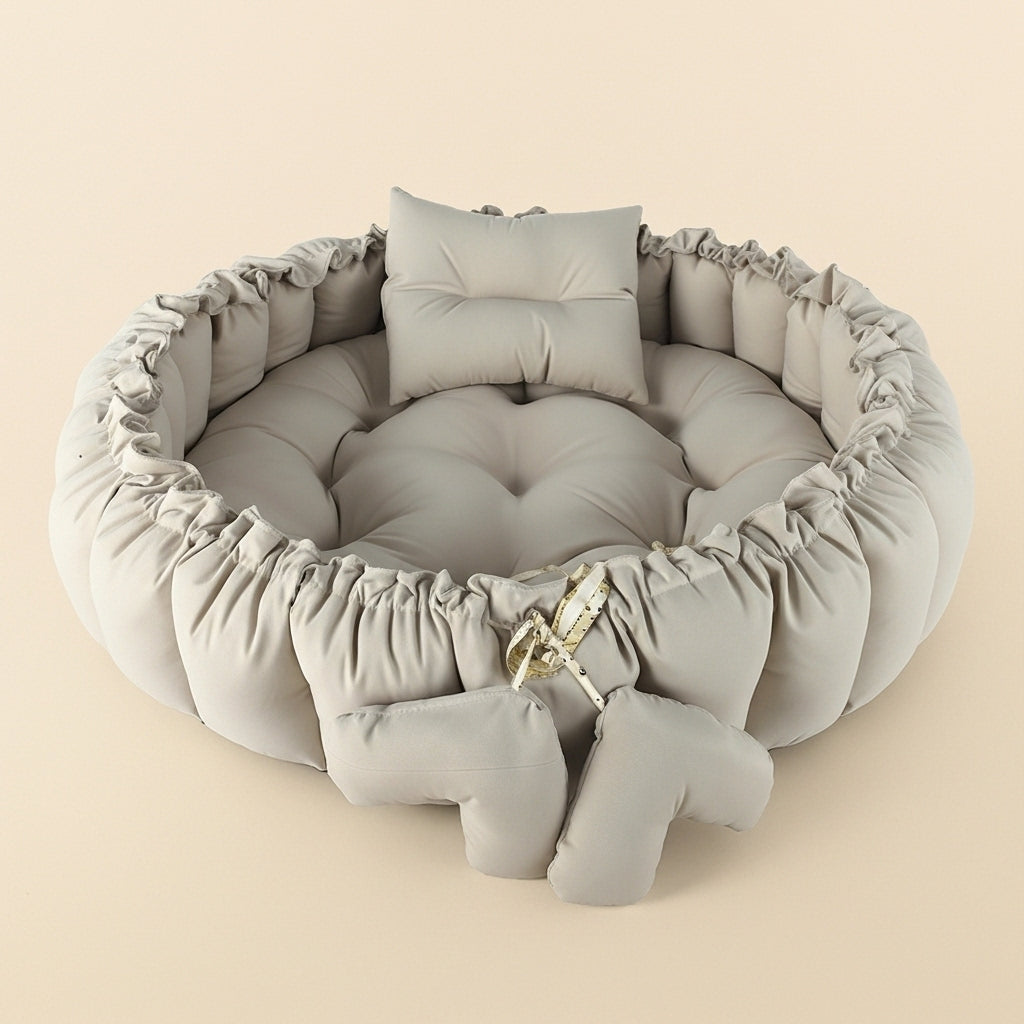بيبي نيست – بيج - Circular Baby Nest – Beige | Luly Baby - بيبي نيست آمن ومريح لنوم ولعب الرضيع