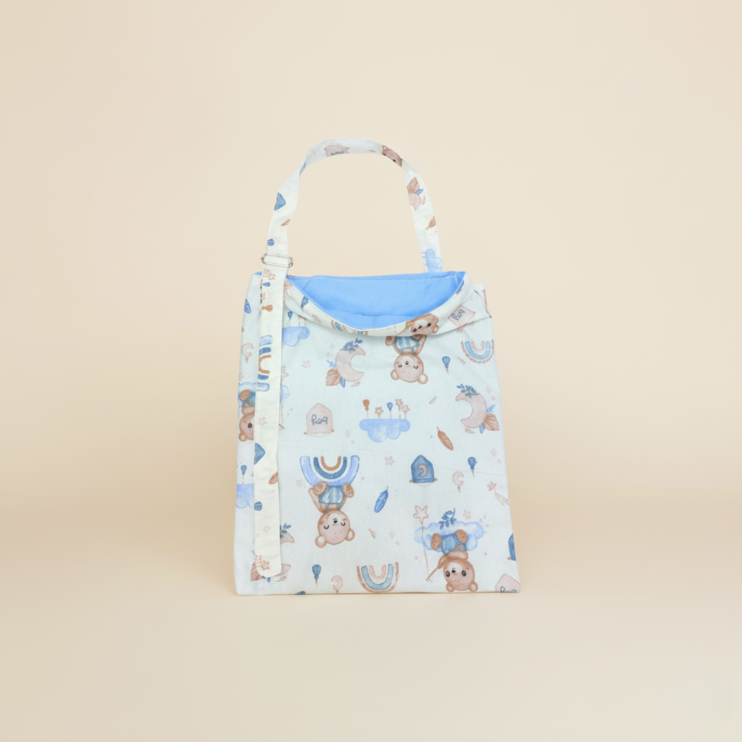 غطاء الرضاعة – براون آند بلو هاجز - Nursing Cover - Brown & Blue Hugs | Luly Baby - غطاء رضاعة عملي يمنح الأم خصوصية وراحة أثناء الرضاعة الطبيعية