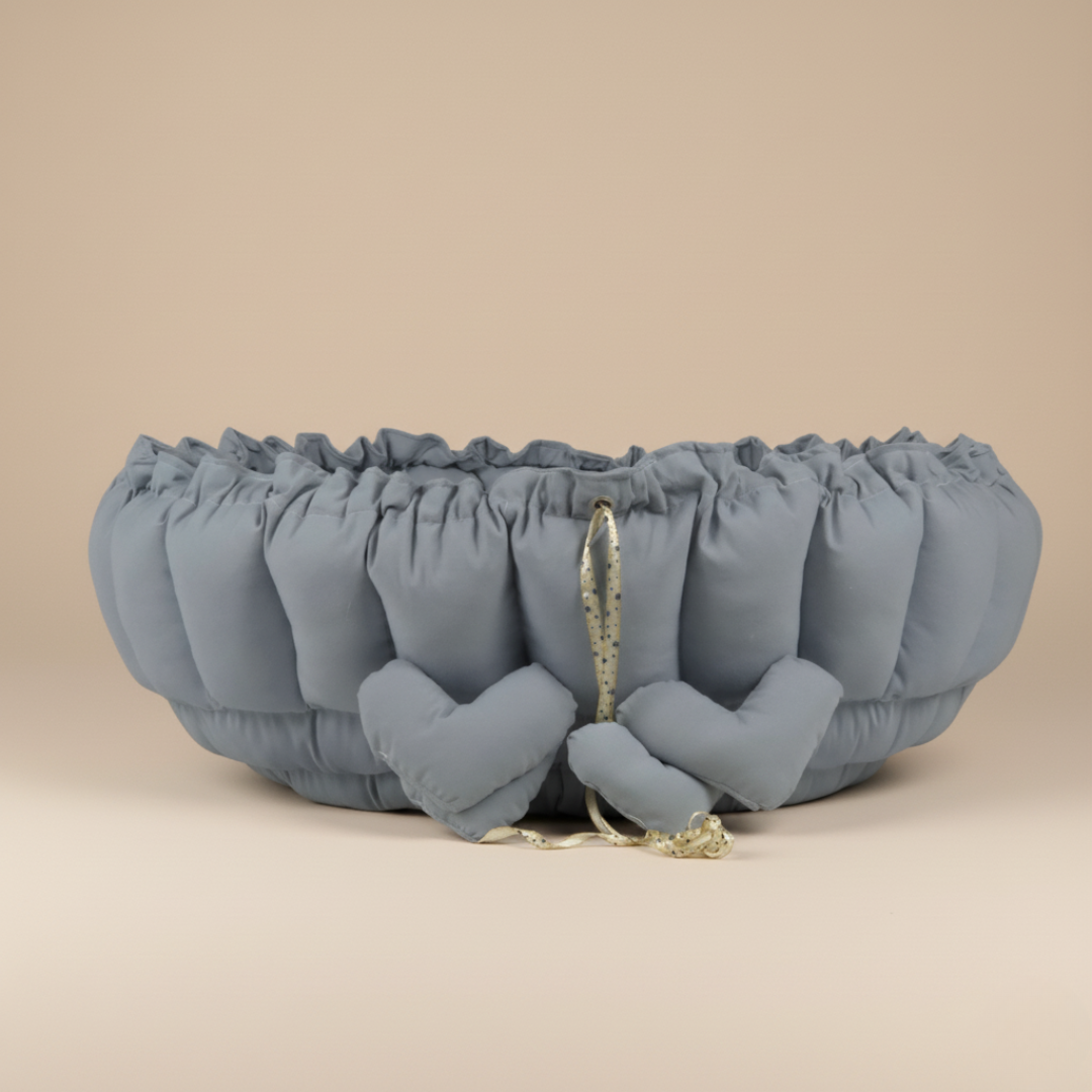 بيبي نيست – رمادي - Circular Baby Nest – Gray | Luly Baby - بيبي نيست آمن ومريح لنوم ولعب الرضيع