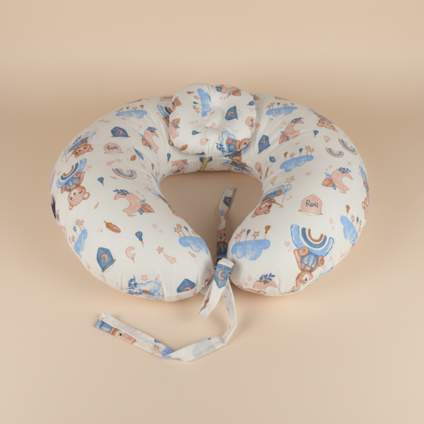 Nursing Pillow – Brown & Blue Hugs