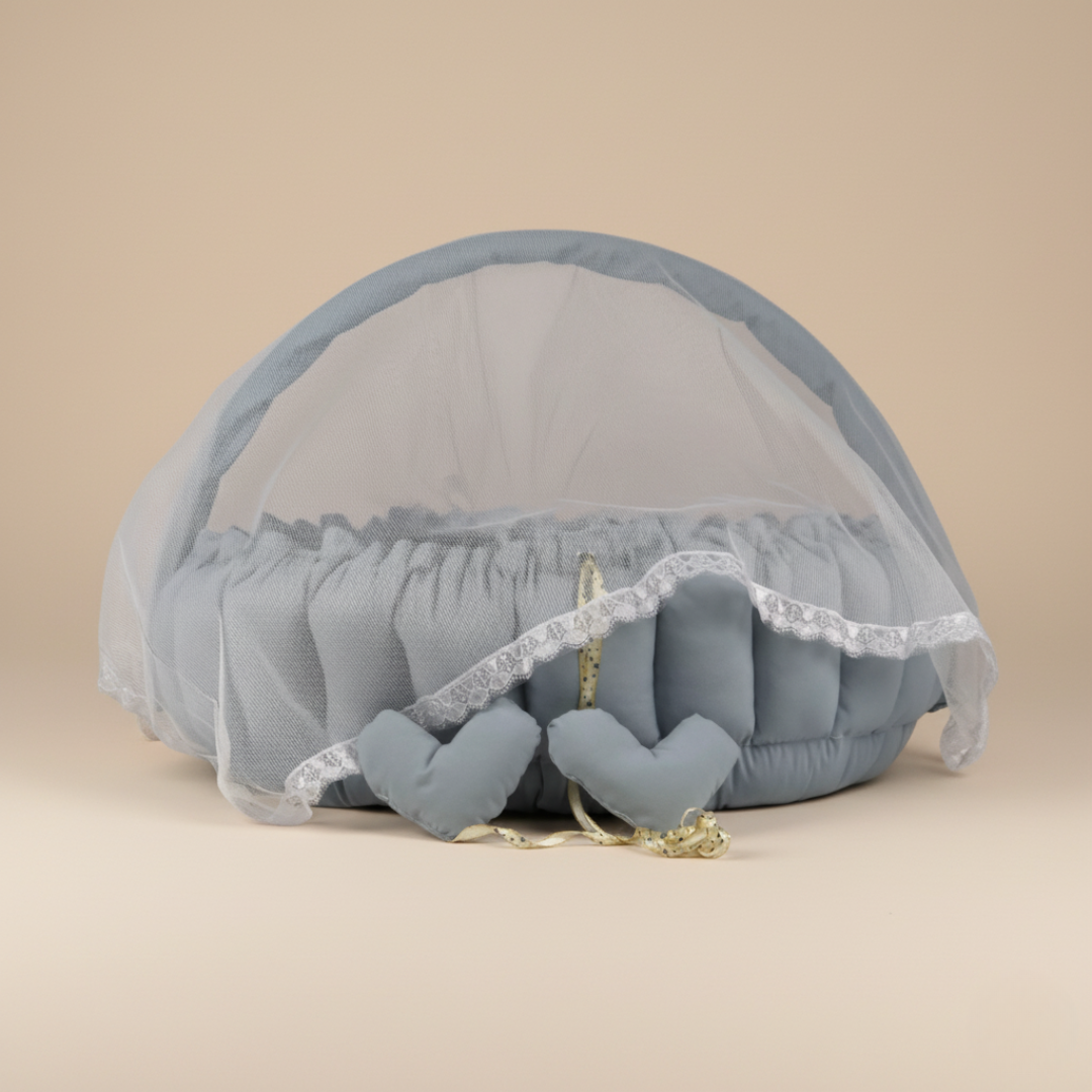 بيبي نيست – رمادي - Circular Baby Nest – Gray | Luly Baby - بيبي نيست آمن ومريح لنوم ولعب الرضيع