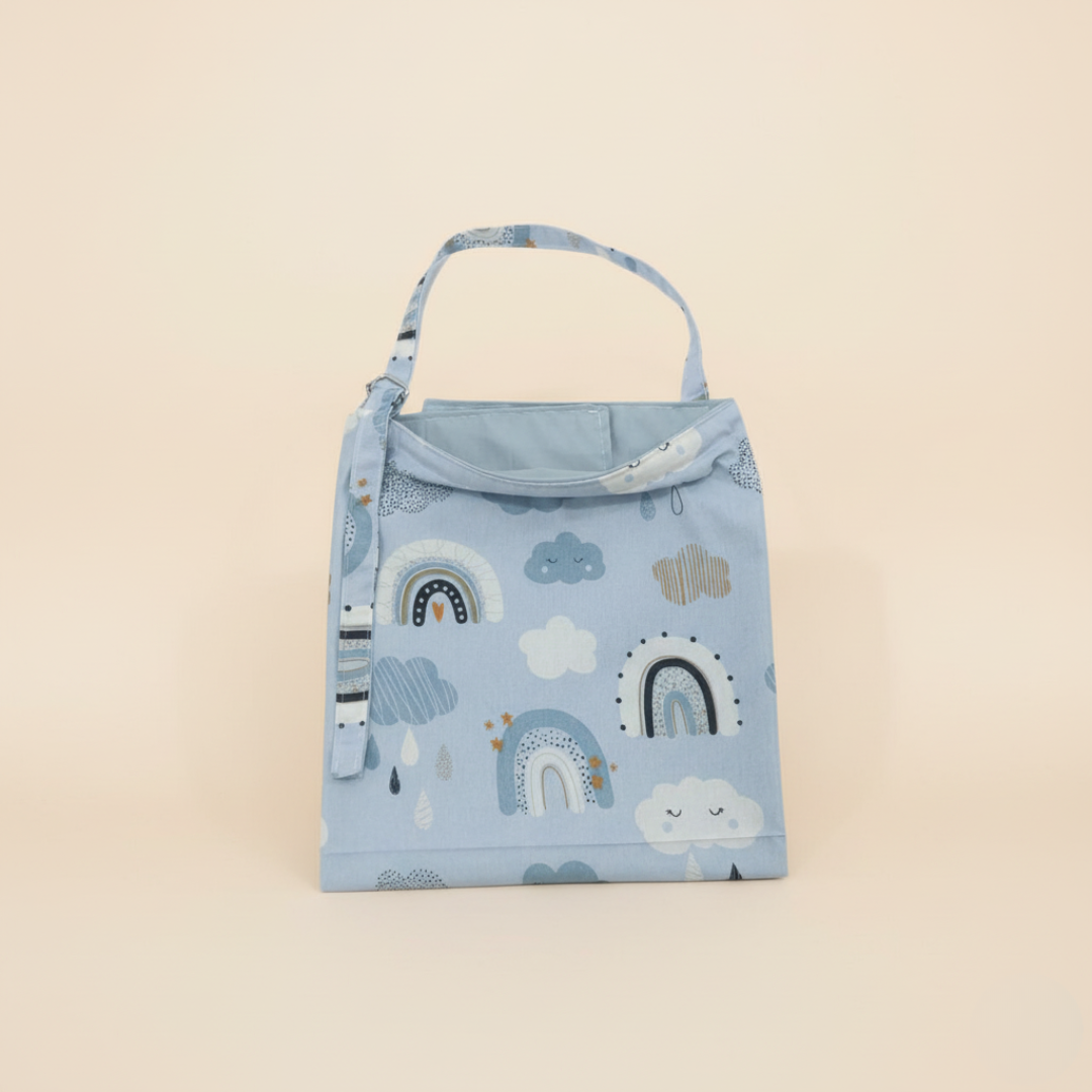غطاء الرضاعة – قوس قزح أزرق فاتح - Nursing Cover – Light blue rainbow | Luly Baby - غطاء رضاعة عملي يمنح الأم خصوصية وراحة أثناء الرضاعة الطبيعية