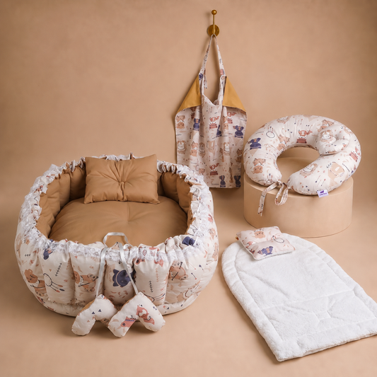 باندل دريمي بير بيضاوي - Oval Dreamy Bear Bundle | Luly Baby - طقم عناية متكامل لغرفة الطفل من Luly Baby