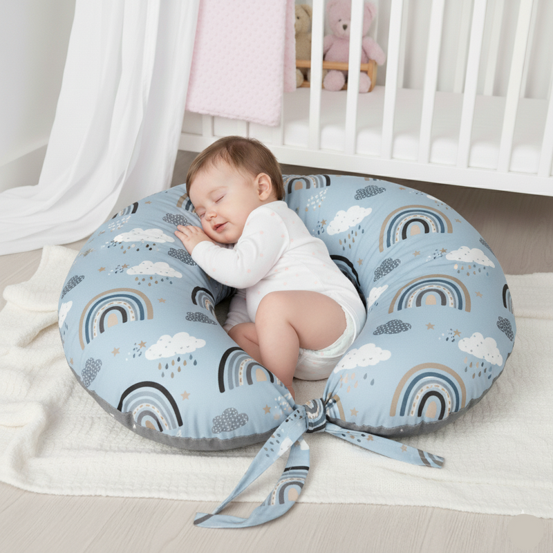 Nursing Pillow – Light blue rainbow
