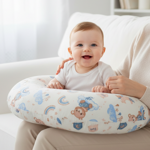 Nursing Pillow – Brown & Blue Hugs