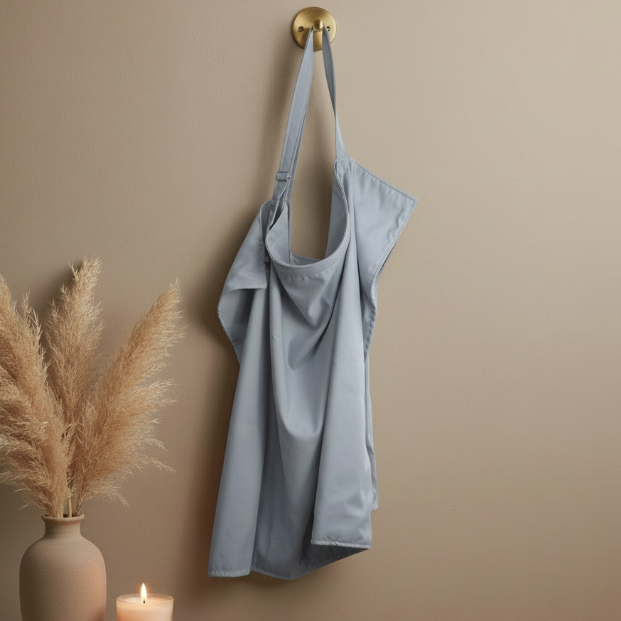 غطاء الرضاعة – رمادي سادة - Nursing Cover - Plain Gray | Luly Baby - غطاء رضاعة عملي يمنح الأم خصوصية وراحة أثناء الرضاعة الطبيعية