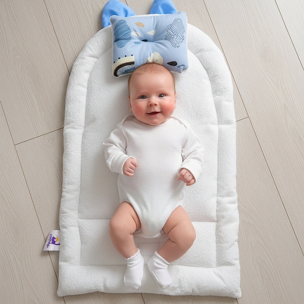 مفرش تغيير لايت بلو رينبو - Changing Mat - Light Blue Rainbow | Luly Baby - مفرش تغيير حفاضات عملي ومقاوم للماء لتغيير الحفاض بسهولة وأمان