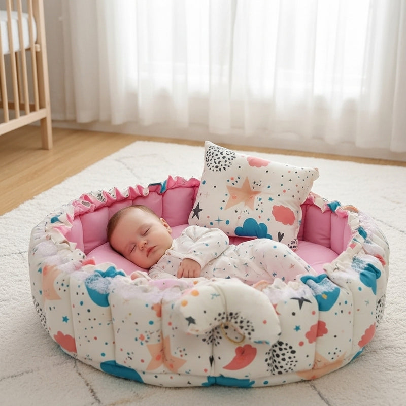 Circular Baby Nest - Cloudy Pink