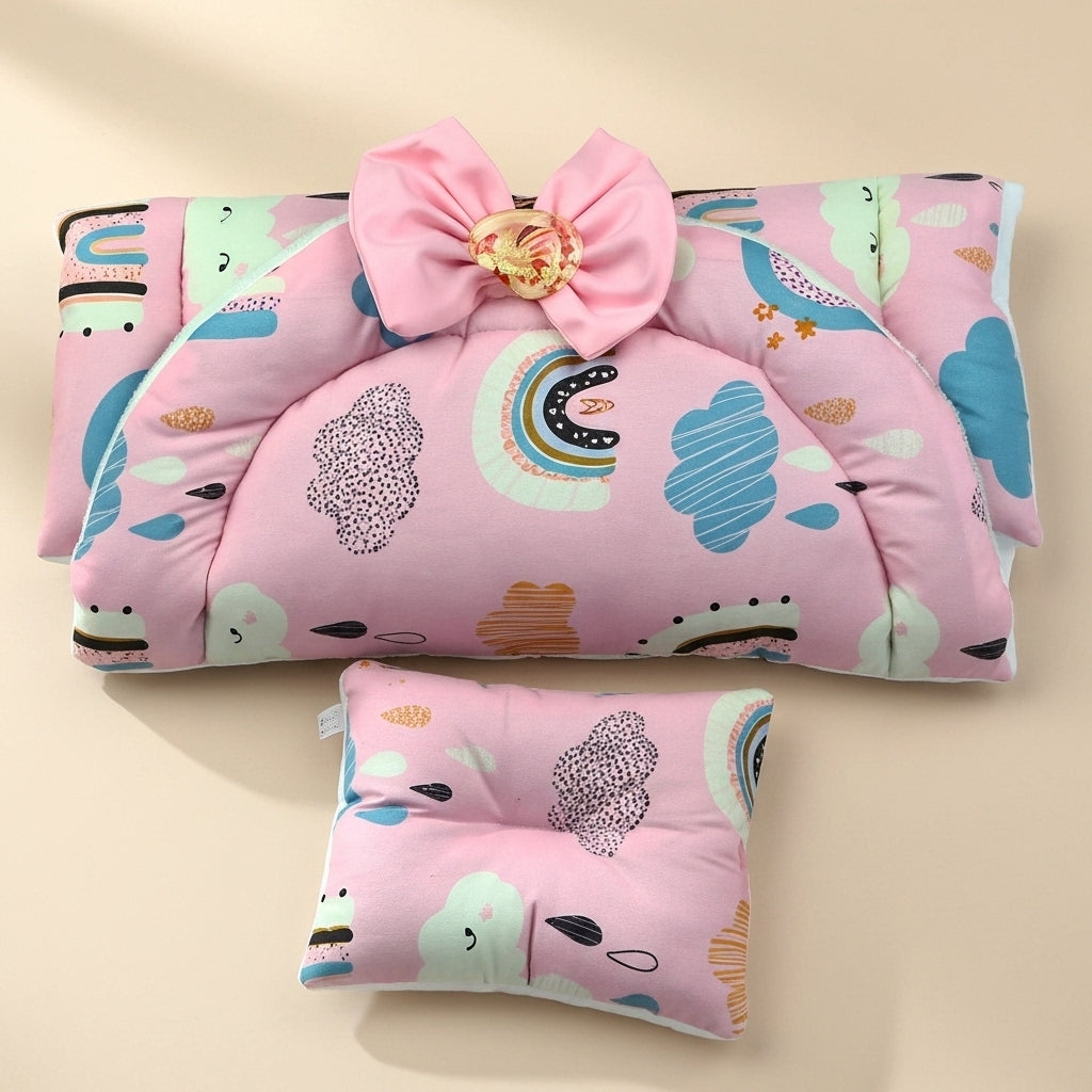 مفرش تغيير دريمي بينك - Changing Mat – Dreamy Pink | Luly Baby - مفرش تغيير حفاضات عملي ومقاوم للماء لتغيير الحفاض بسهولة وأمان
