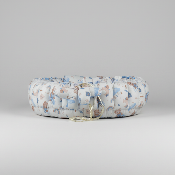 Circular Baby Nest – Brown & Blue Hugs