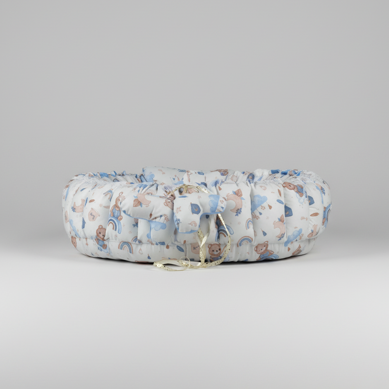 Circular Baby Nest – Brown & Blue Hugs