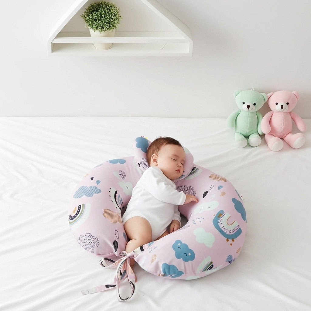 وسادة الرضاعة – دريمي بينك - Nursing Pillow – Dreamy Pink | Luly Baby - وسادة رضاعة مريحة تدعم وضعية صحية للأم والطفل أثناء الرضاعة