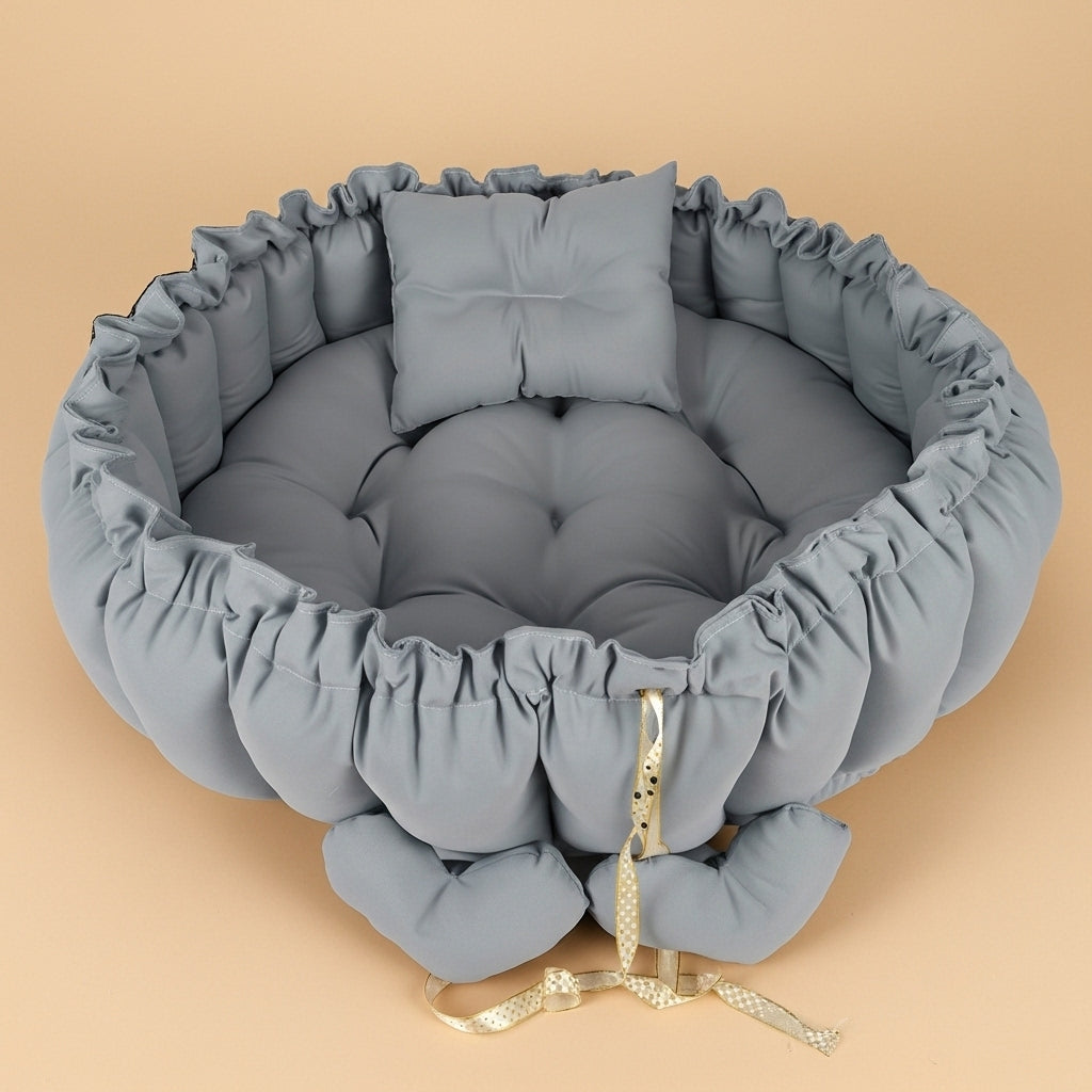 بيبي نيست – رمادي - Circular Baby Nest – Gray | Luly Baby - بيبي نيست آمن ومريح لنوم ولعب الرضيع