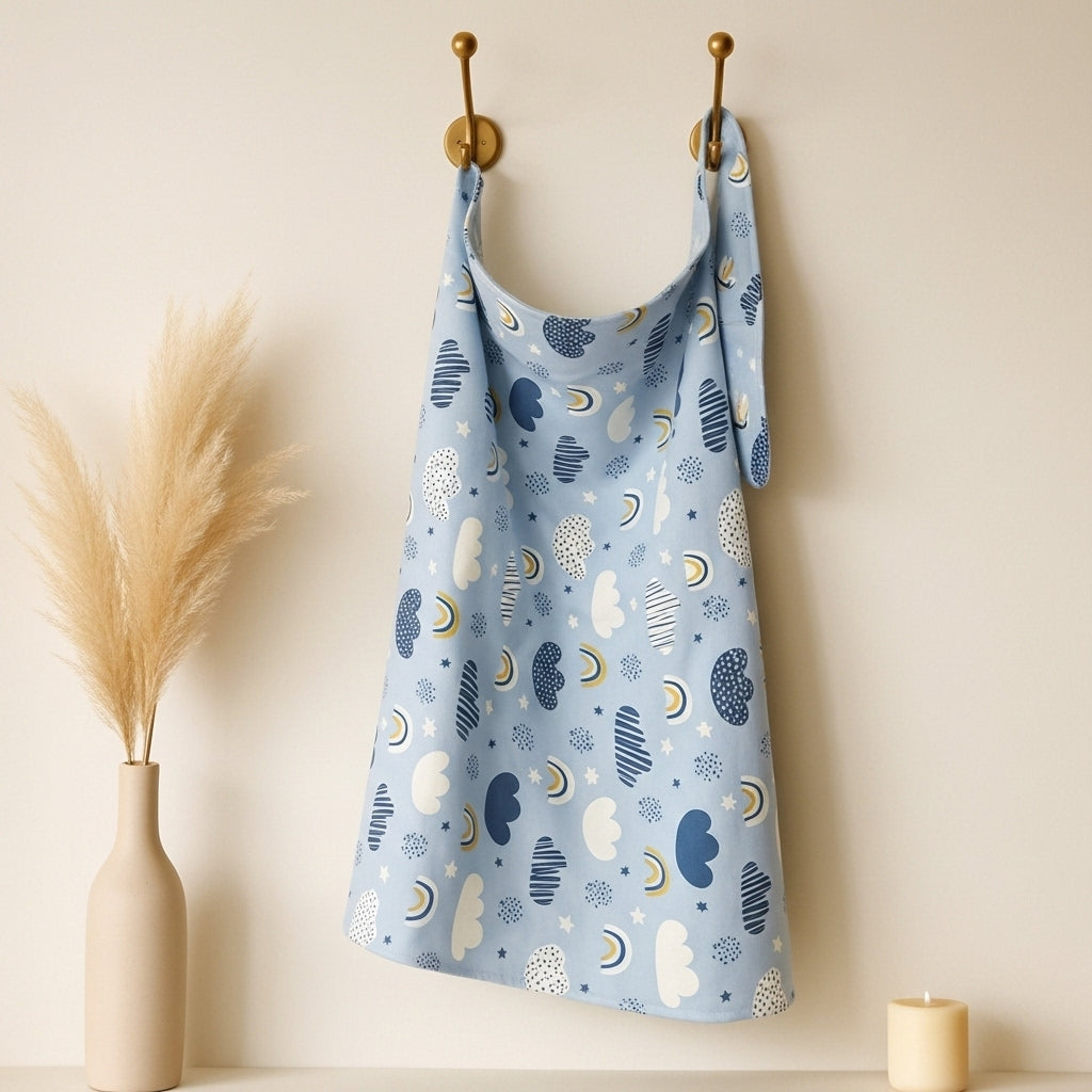 غطاء الرضاعة – سكاي بلو - Nursing Cover - Sky Blue | Luly Baby - غطاء رضاعة عملي يمنح الأم خصوصية وراحة أثناء الرضاعة الطبيعية
