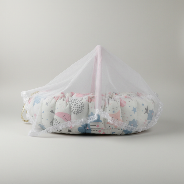 Oval Baby Nest - Pink Stars