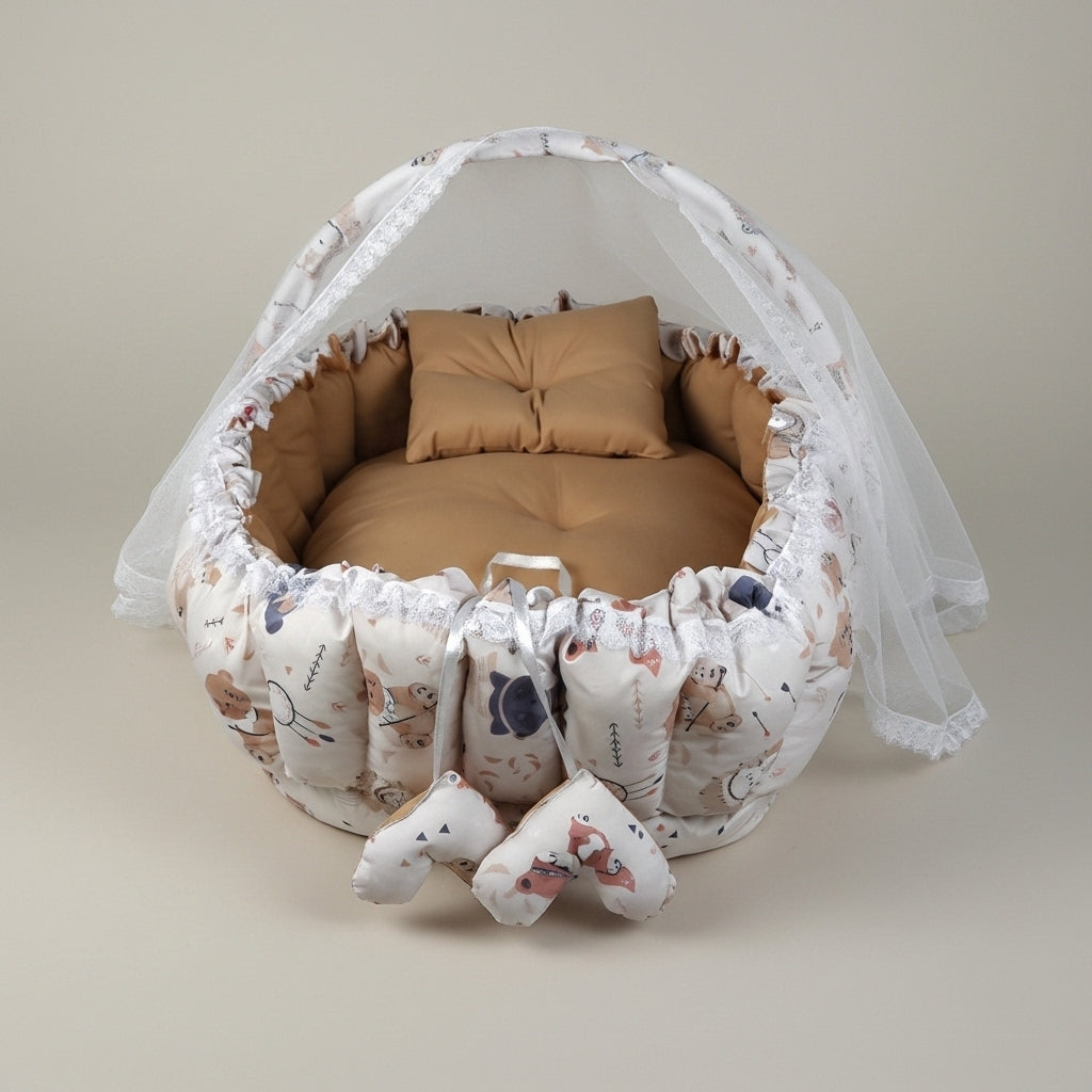 بيبي نيست - دريم بير - Oval Baby Nest - Dreamy Bear | Luly Baby - بيبي نيست آمن ومريح لنوم ولعب الرضيع