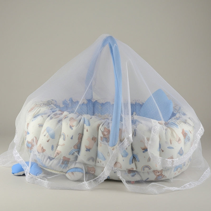 Oval Baby Nest - Brown & Blue Hugs