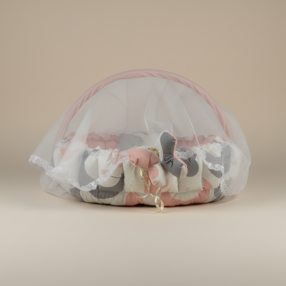 بيبي نيست – سحابة وردية - Circular Baby Nest – Rose Cloud | Luly Baby - بيبي نيست آمن ومريح لنوم ولعب الرضيع