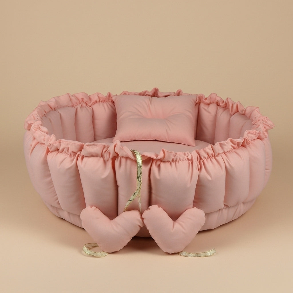بيبي نيست - وردي فاتح - Circular Baby Nest – Pastel Pink | Luly Baby - بيبي نيست آمن ومريح لنوم ولعب الرضيع
