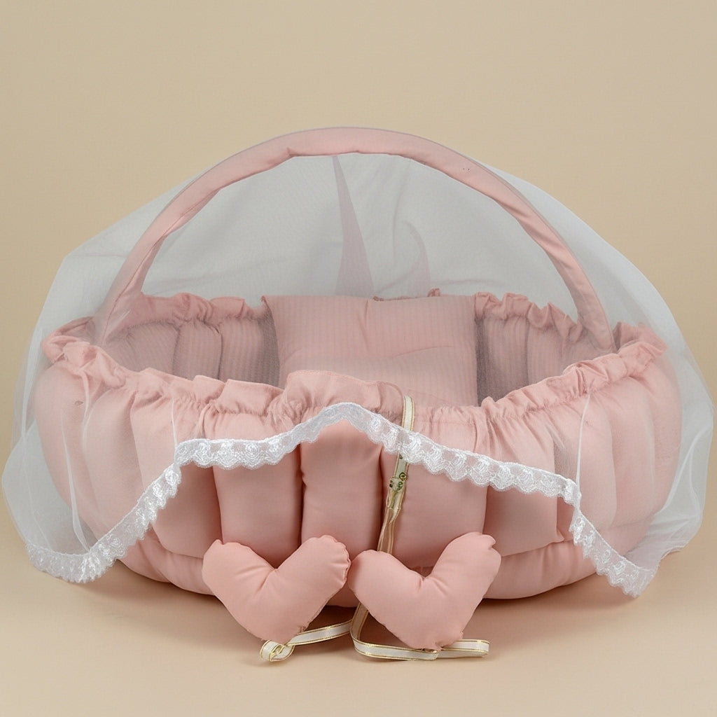 بيبي نيست - وردي فاتح - Circular Baby Nest – Pastel Pink | Luly Baby - بيبي نيست آمن ومريح لنوم ولعب الرضيع