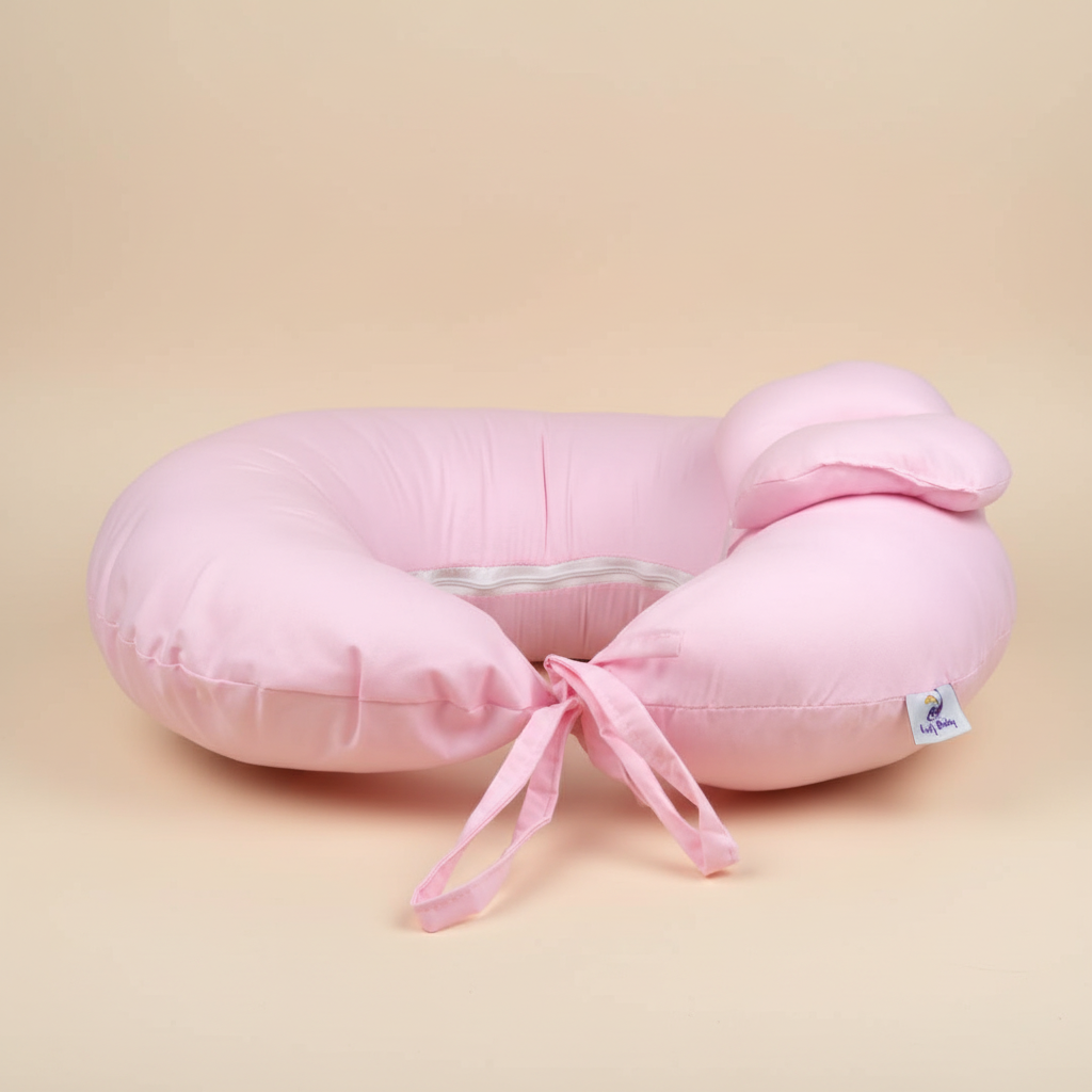 وسادة الرضاعة – وردي - Nursing Pillow – Pink | Luly Baby - وسادة رضاعة مريحة تدعم وضعية صحية للأم والطفل أثناء الرضاعة