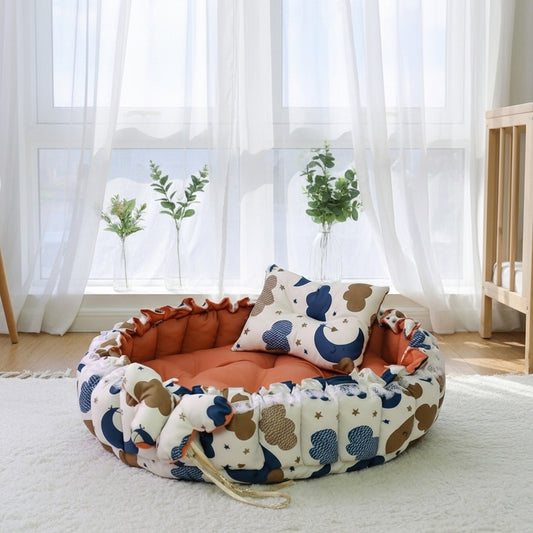 بيبي نيست - سحابة تيراكوتا - Circular Baby Nest – Terracotta Cloud | Luly Baby - بيبي نيست آمن ومريح لنوم ولعب الرضيع