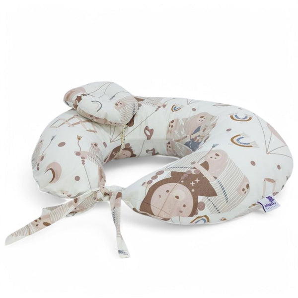 Nursing Pillow - Cream monkey pattern