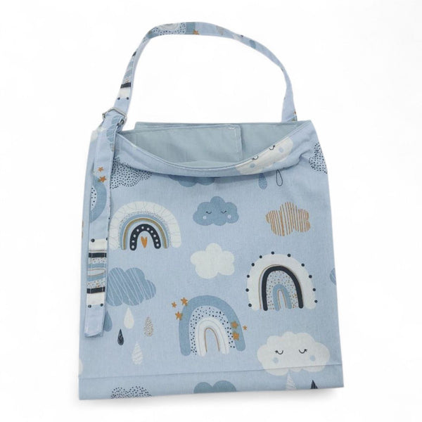 Nursing Cover – Light blue rainbow