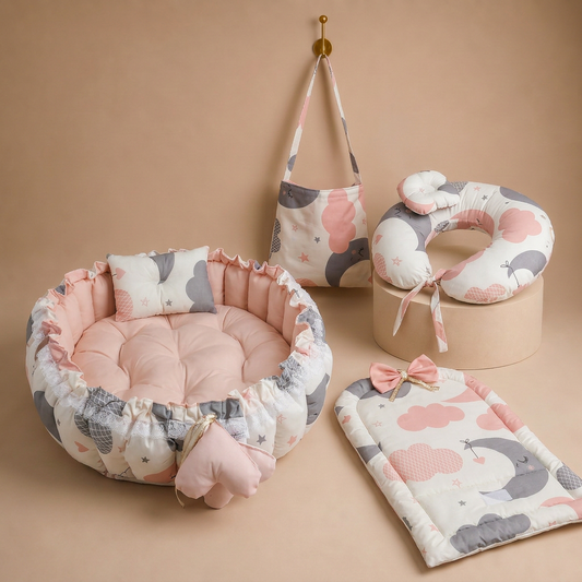باندل روز كلاود دائري - Circular Rose Cloud Bundle | Luly Baby - طقم عناية متكامل لغرفة الطفل من Luly Baby